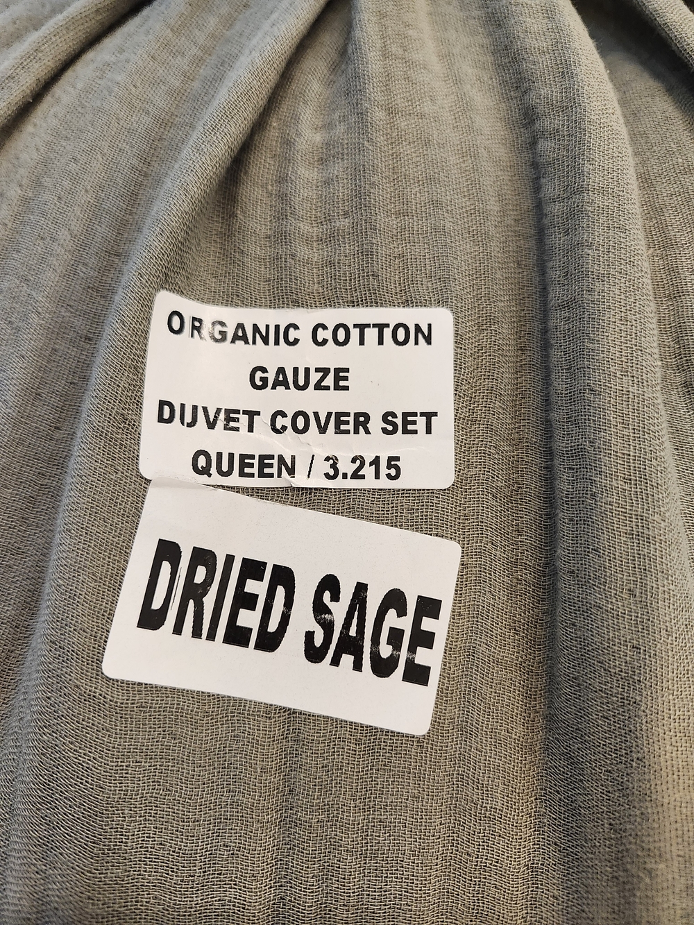 NWT Quince Organic Cotton Gauze Duvet Cover Set Queen Dried Sage - Picture 10 of 10